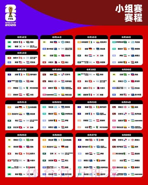 2026世界杯每日赛程官方发布最新时间表免费观看